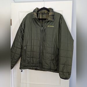 Columbia Half Life Reversible Quilted Puffer Coat Green Men's LG